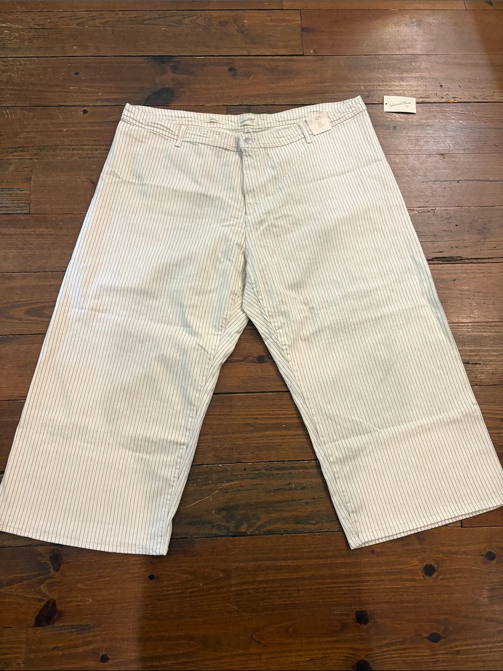 Universal Thread Cream Jeans with thin Blue Pinstripes — Wide Leg Sailor